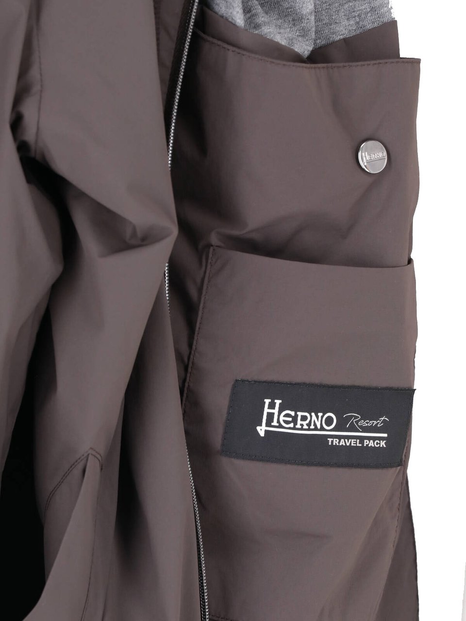 Herno Technical Fabric Hooded Jacket With Adjustable Drawstrings Bruin