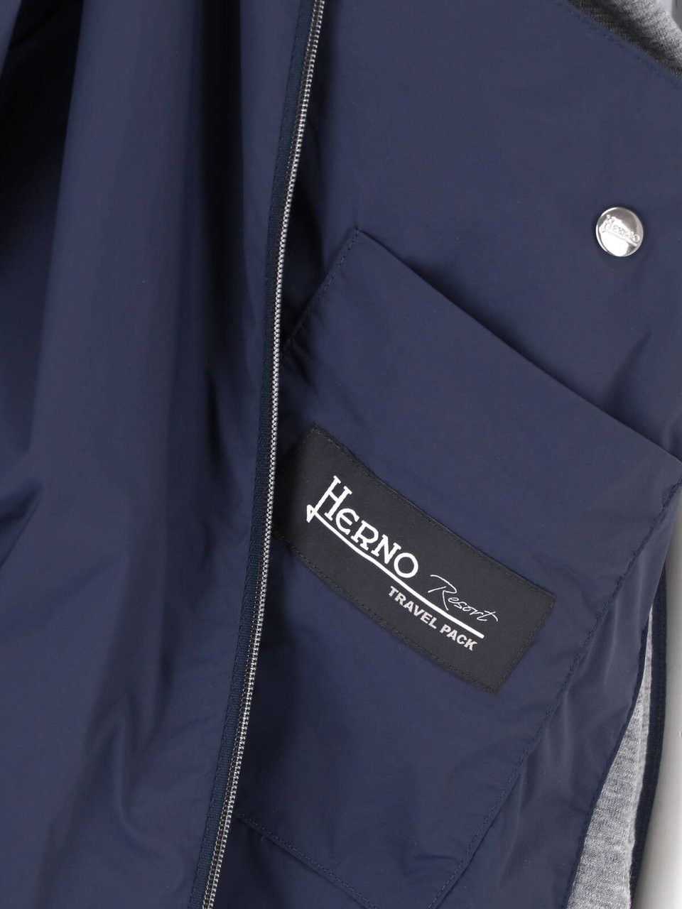 Herno Blue Technical Fabric Drawstring Jacket Blauw