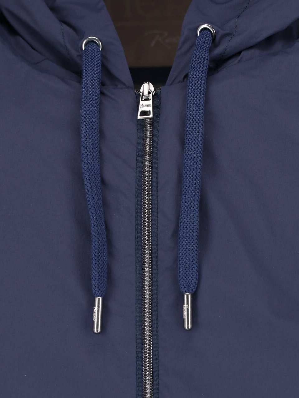 Herno Blue Technical Fabric Drawstring Jacket Blauw