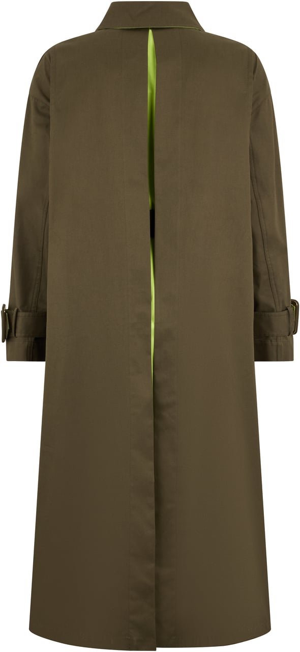 Herno Elegant long coat in soft khaki green Groen