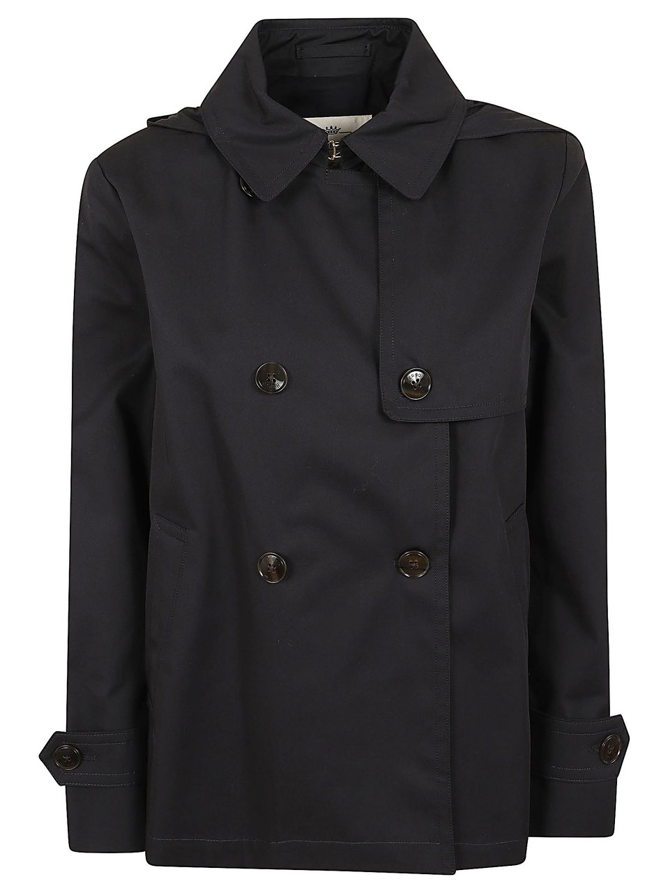 Herno Cotton Gabardine Hooded Trench Coat Zwart