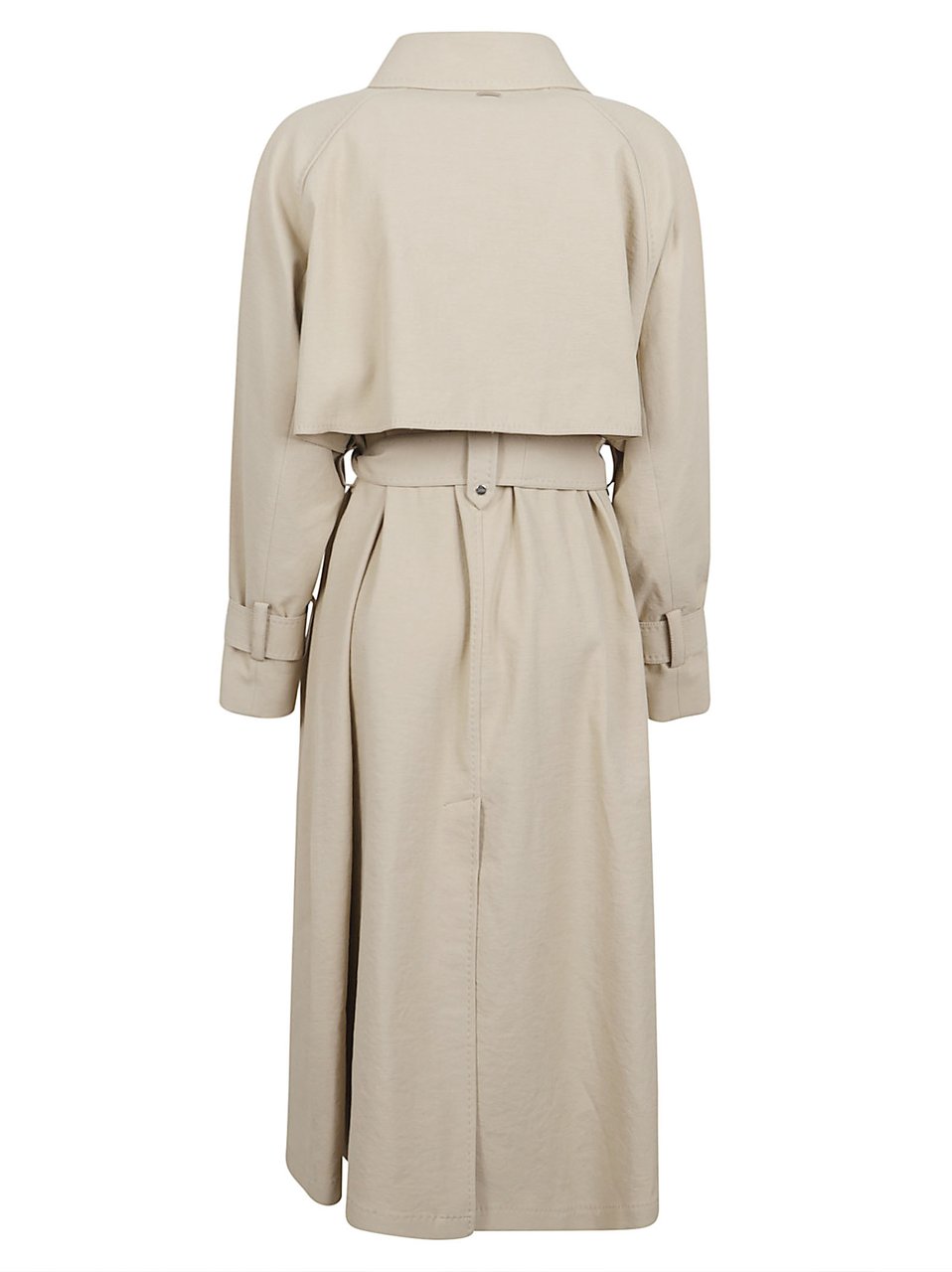 Herno Ivory Crinkled Twill Long Trench Coat Neutraal