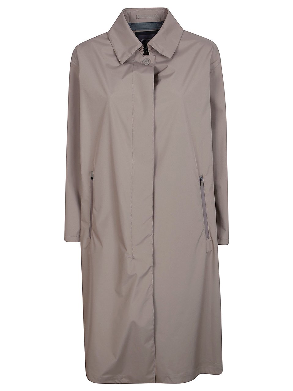 Herno Dove Grey Short Coat with Classic Collar and Concealed Button Placket Grijs