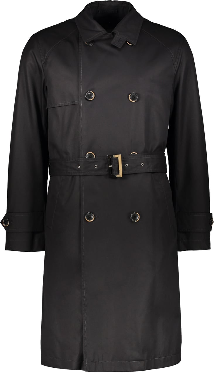 Herno Black elegant trench coat with adjustable belt Zwart