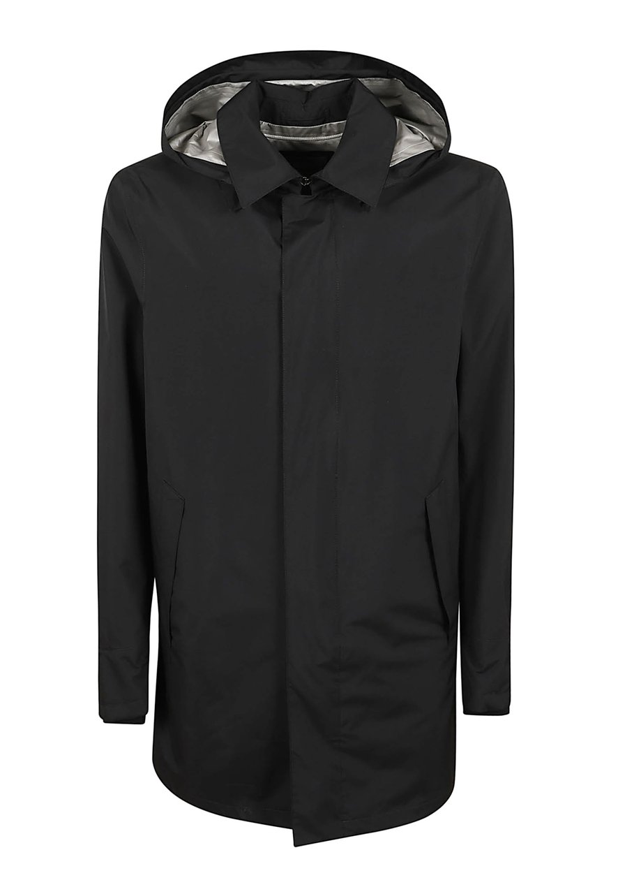 Herno Technical Hooded Performance Raincoat Zwart