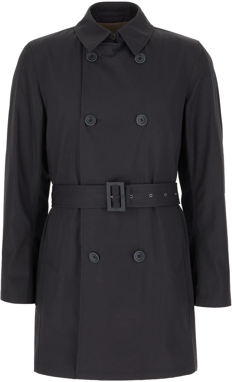 Herno Herno Midnight blue cotton trench Blauw
