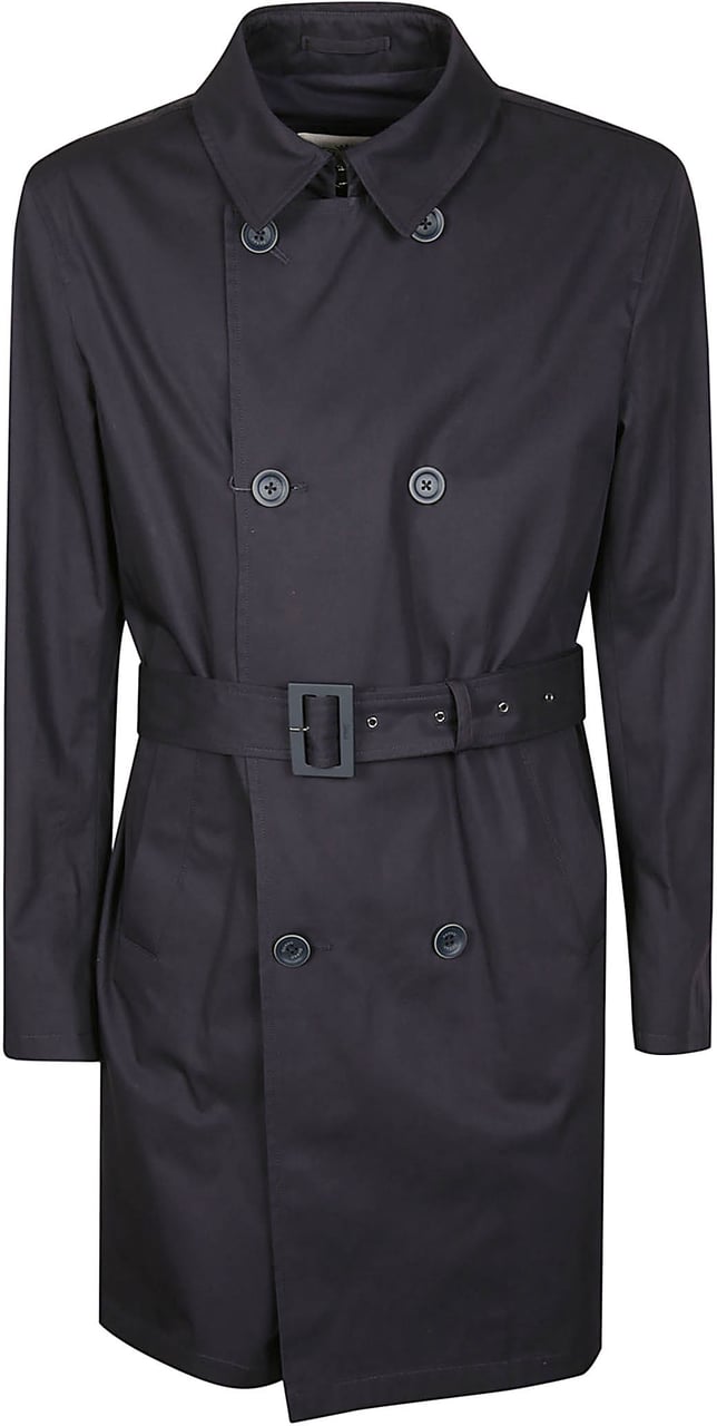Herno Double Breasted Raincoat Blue Blauw
