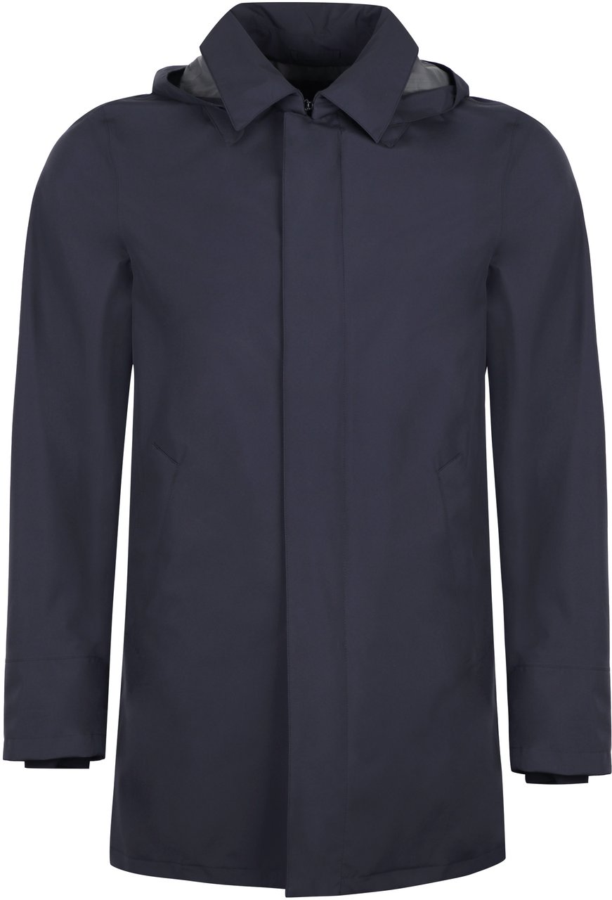 Herno Hooded techno fabric raincoat Blauw