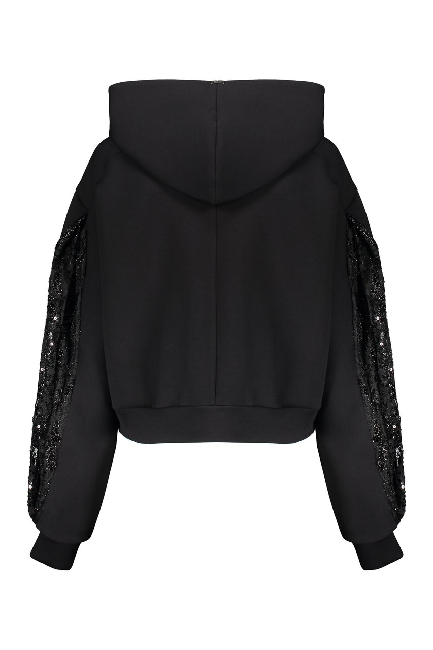 Herno Black hoodie with zipper Zwart