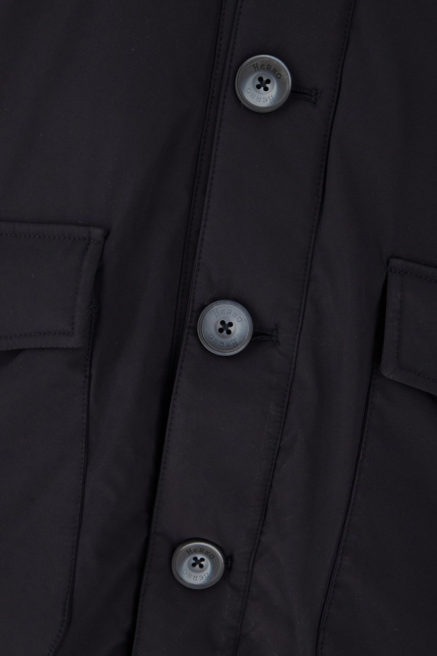 Herno Navy blue cotton padded jacket Blauw