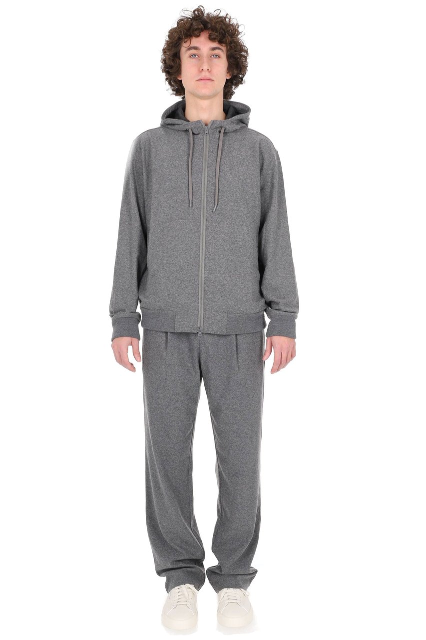 Herno Viscose-Blend Hooded Sweatshirt Grijs