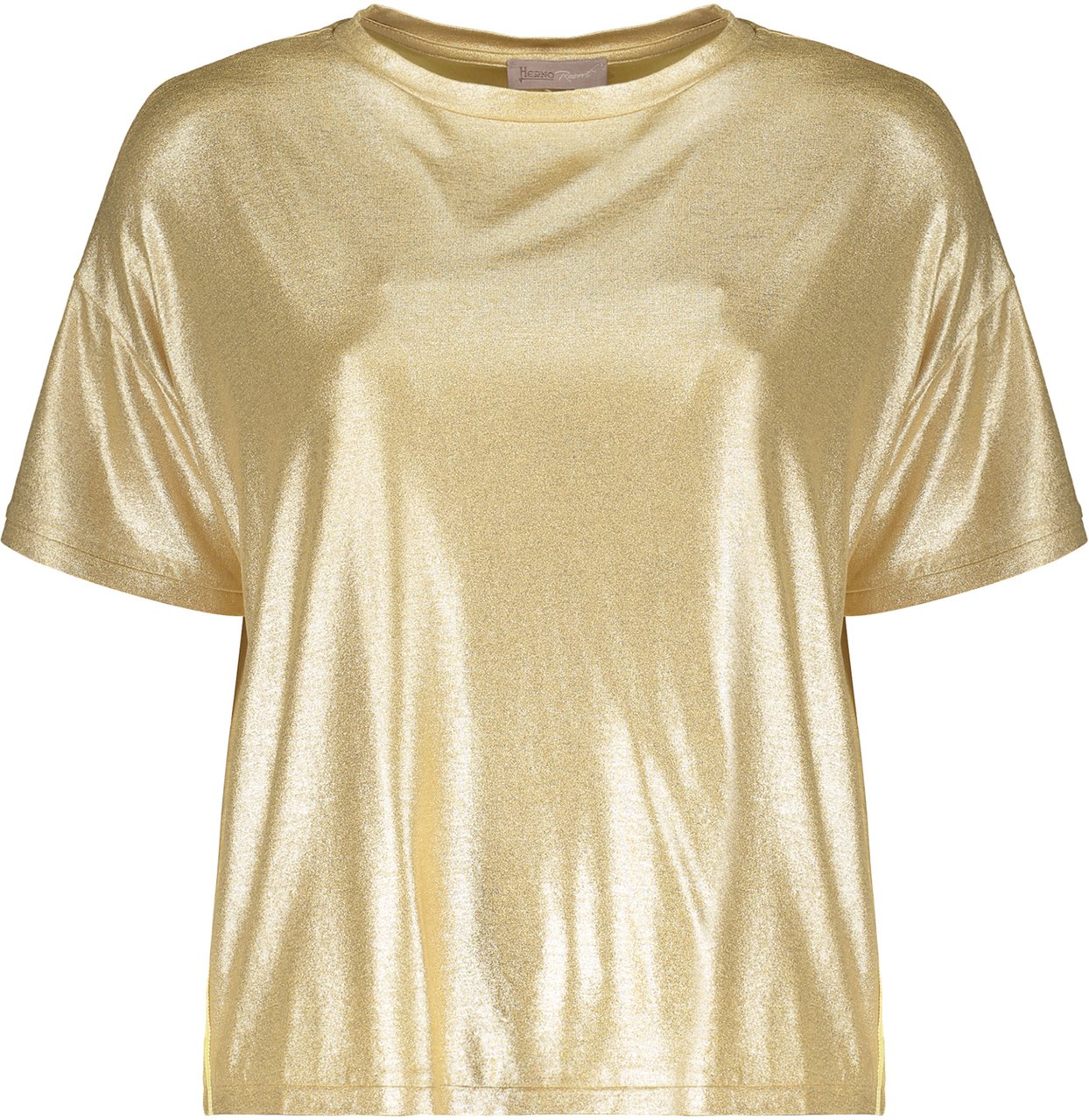 Herno Elegant shiny golden blouse for any occasion Geel
