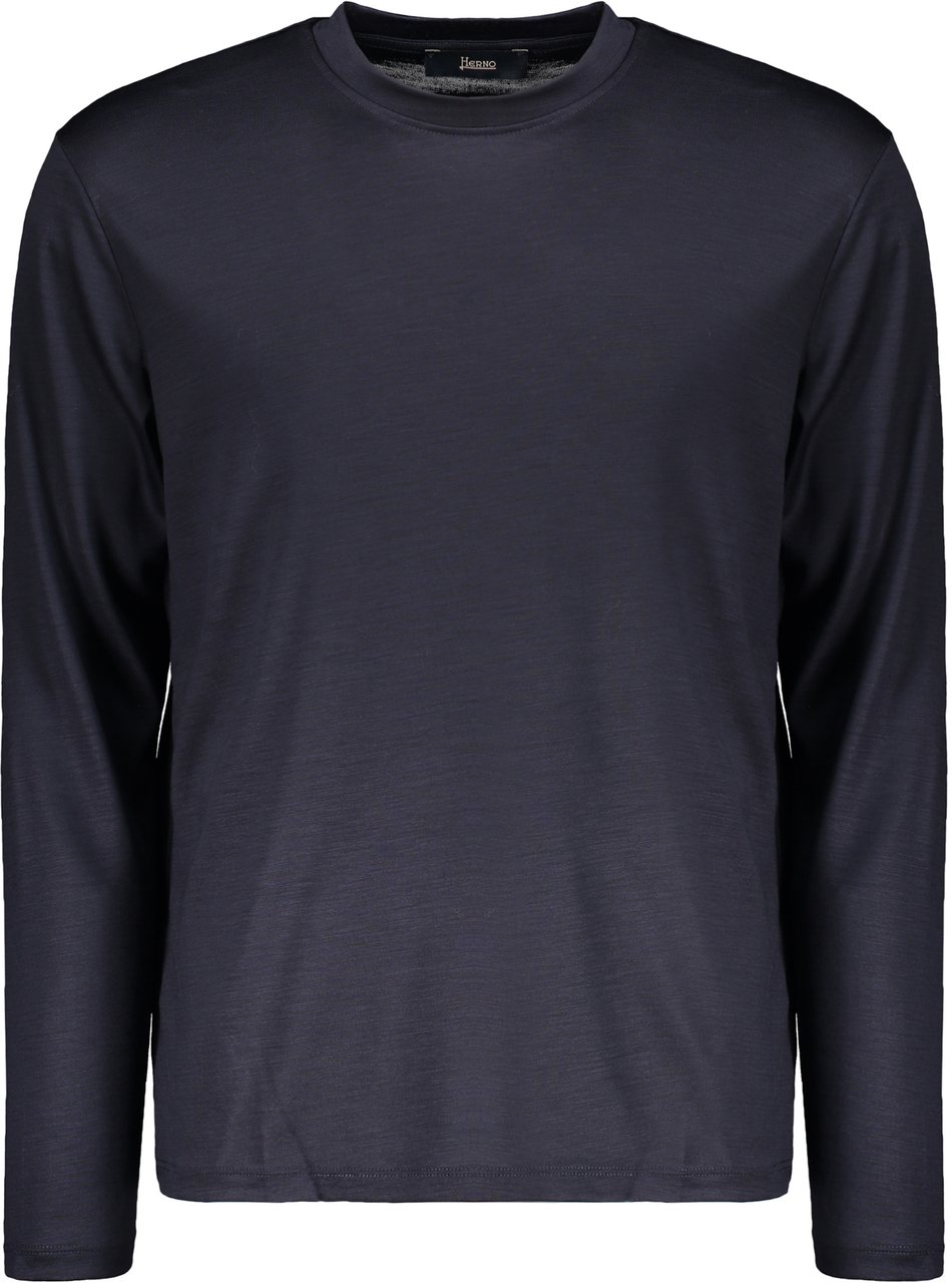 Herno Navy classic sweater with long sleeves elegant Blauw