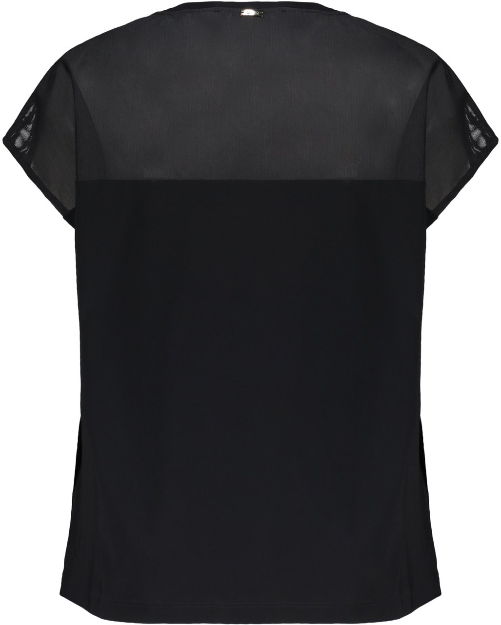 Herno Elegant black top with short sleeves and transparent Zwart