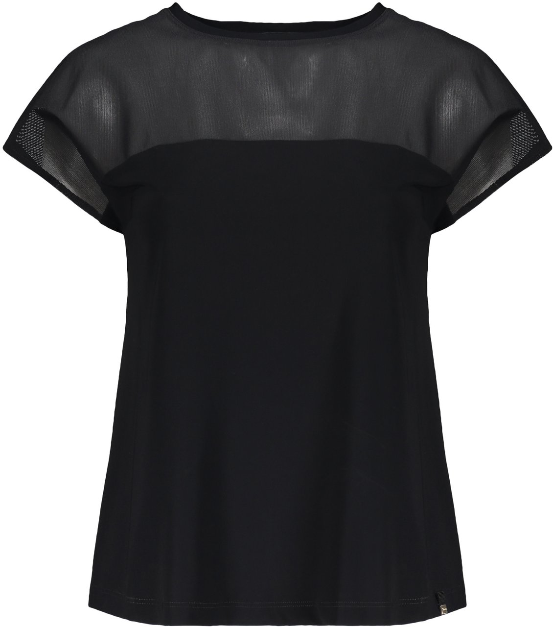 Herno Elegant black top with short sleeves and transparent Zwart