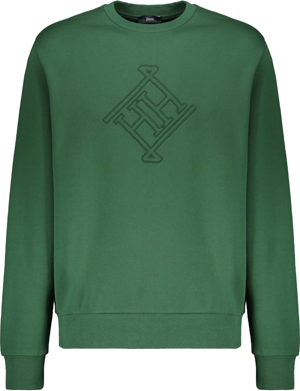 Herno Green cotton sweatshirt with original design Groen