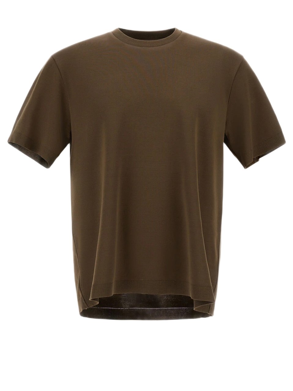 Herno Double-Layered Piqué Cotton T-Shirt With Ribbed Detailing Zwart