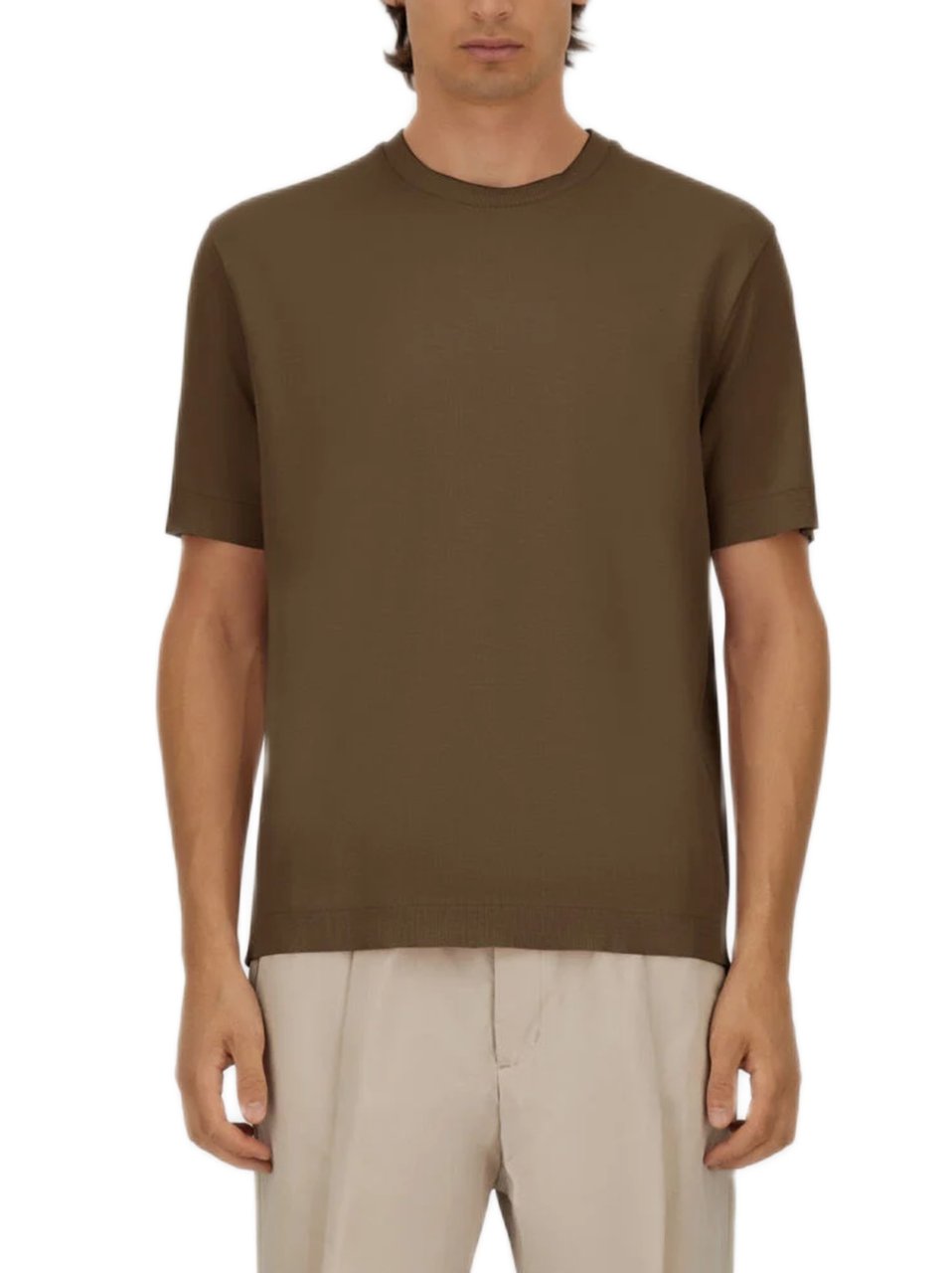 Herno Double-Layered Piqué Cotton T-Shirt With Ribbed Detailing Zwart