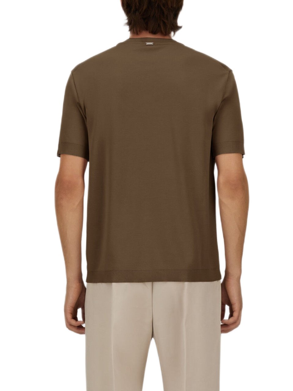 Herno Double-Layered Piqué Cotton T-Shirt With Ribbed Detailing Zwart