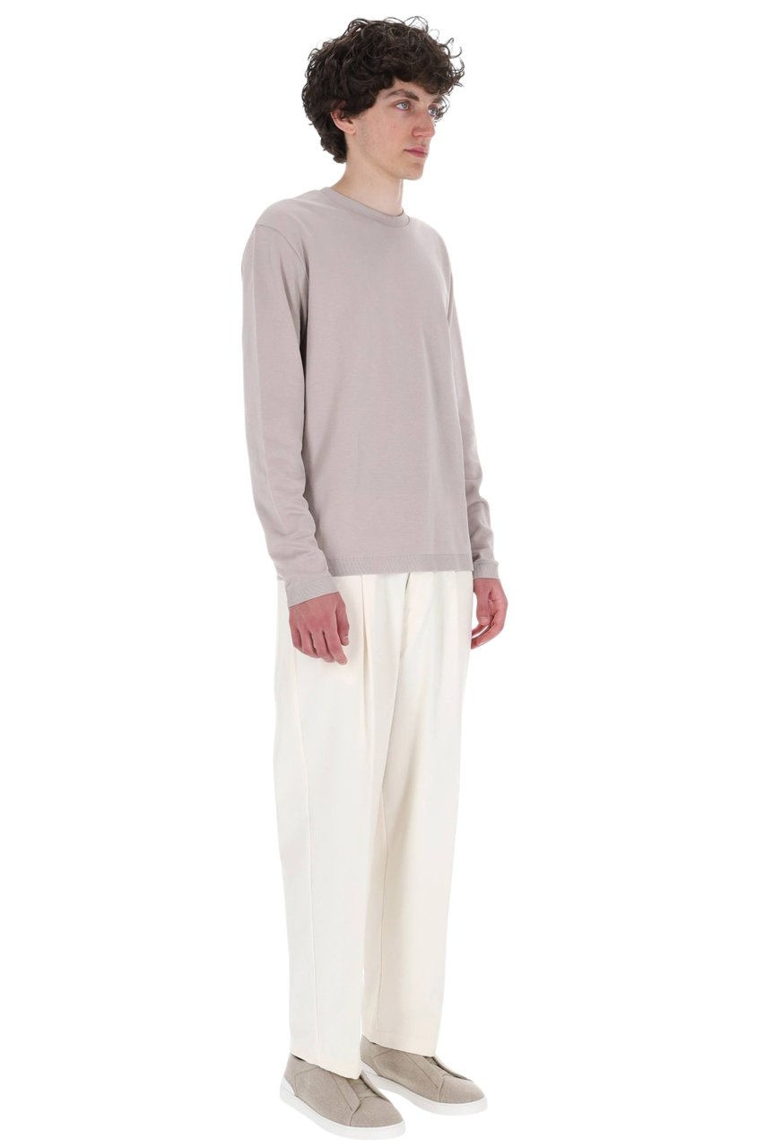 Herno White Pure Cotton Long-Sleeve T-Shirt Roze