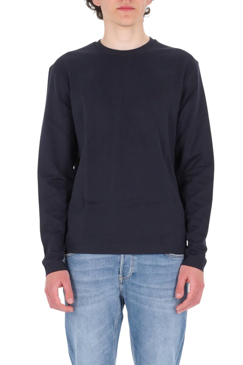 Herno Blue Pure Cotton Long-Sleeve T-Shirt Zwart