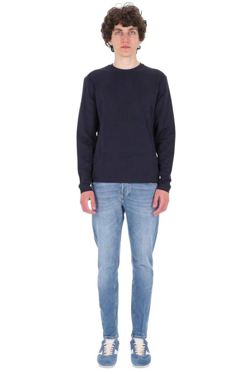 Herno Blue Pure Cotton Long-Sleeve T-Shirt Zwart