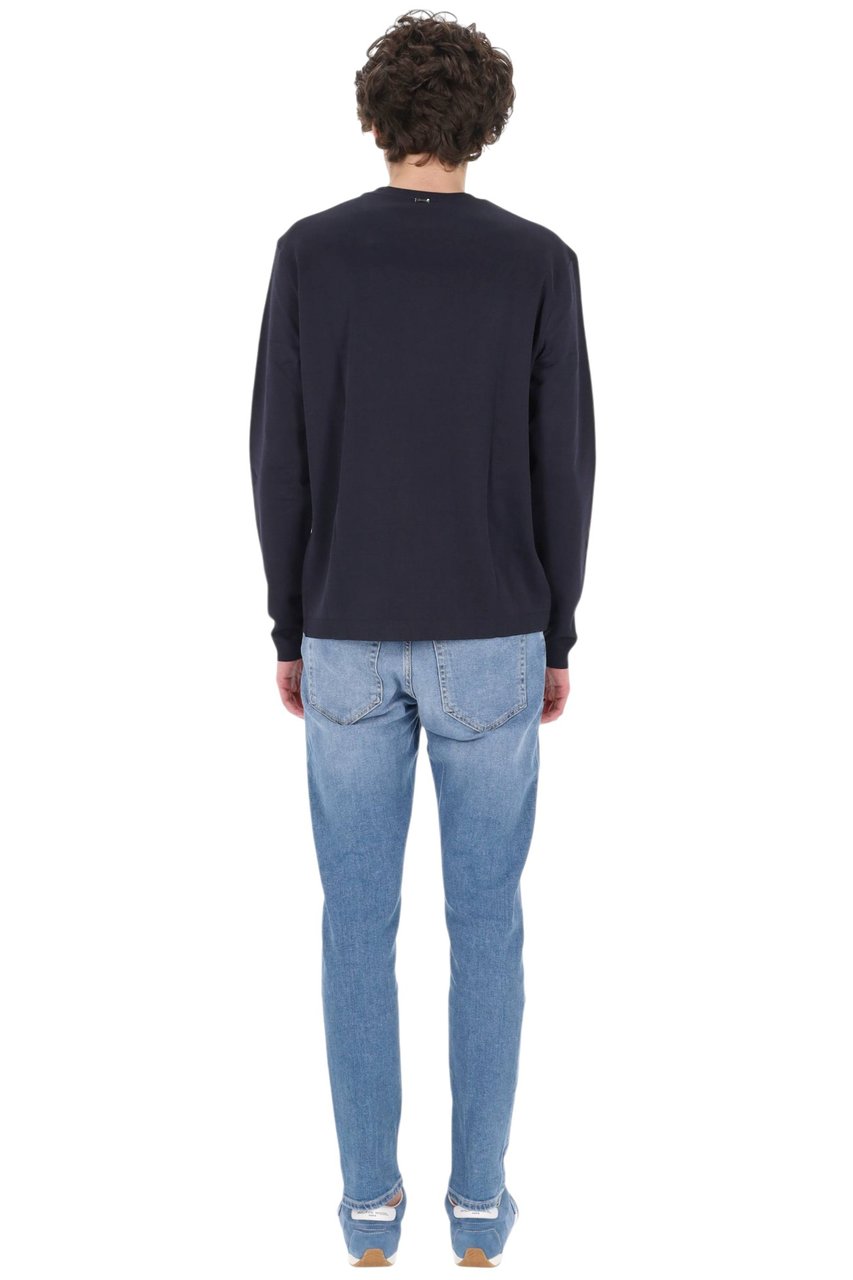 Herno Blue Pure Cotton Long-Sleeve T-Shirt Zwart