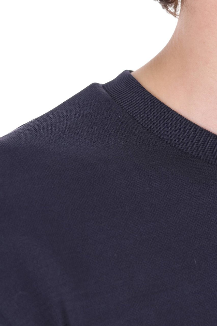 Herno Blue Pure Cotton Long-Sleeve T-Shirt Zwart