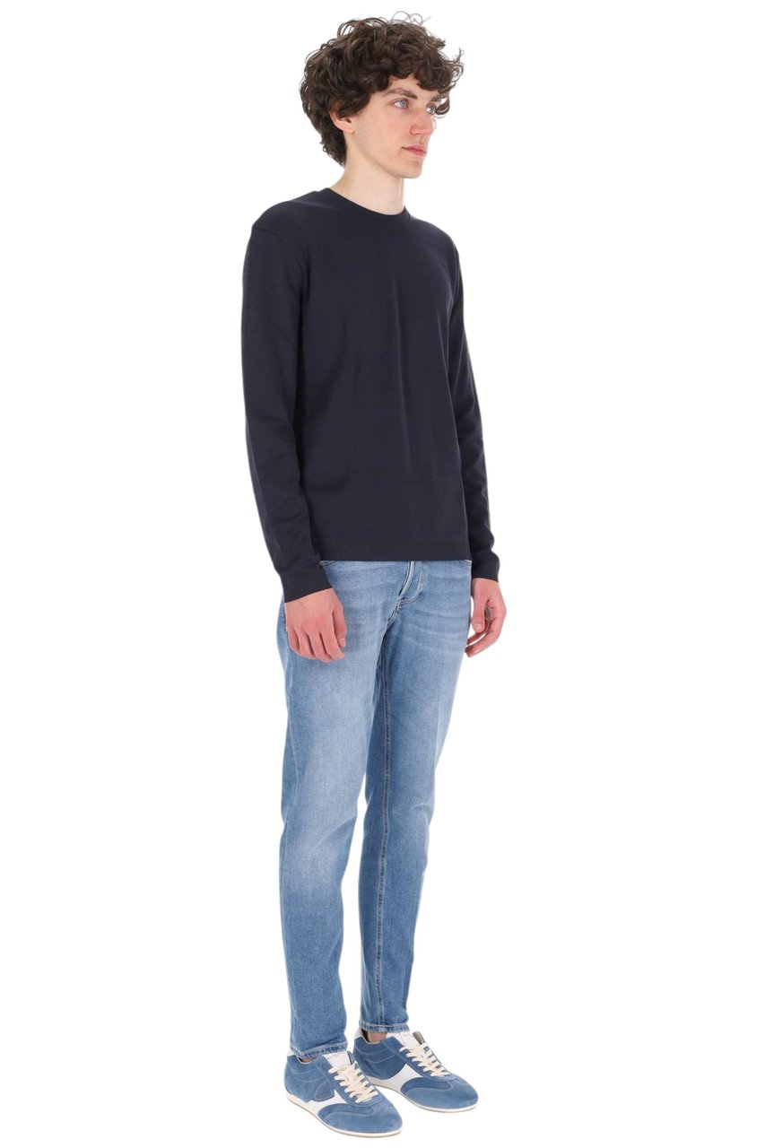 Herno Blue Pure Cotton Long-Sleeve T-Shirt Zwart