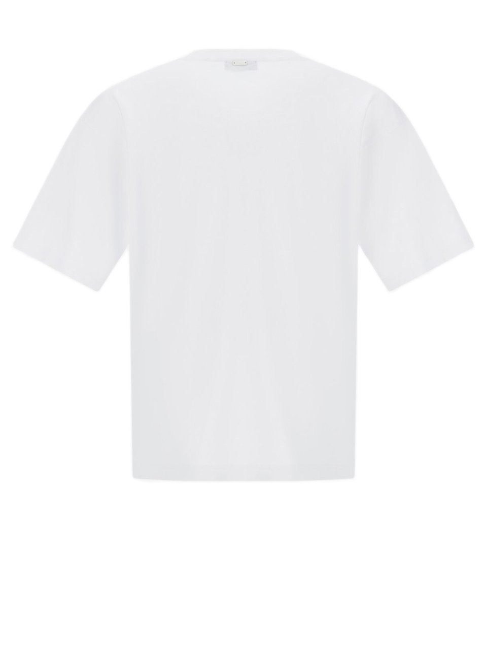 Herno Boxy-Fit White Jersey T-Shirt With Ribbed Crew Neck And Pocket Details Wit