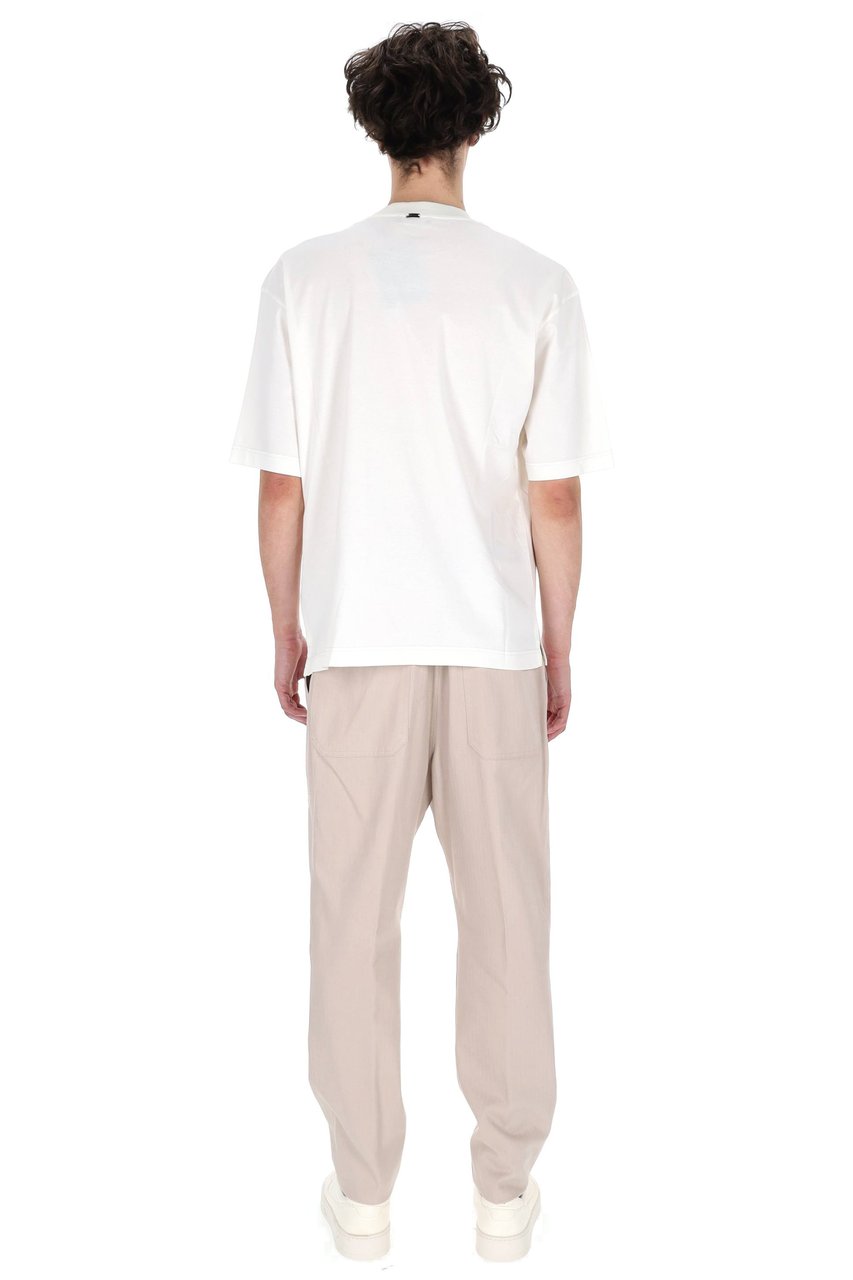 Herno White Knit-Effect Cotton T-Shirt Wit