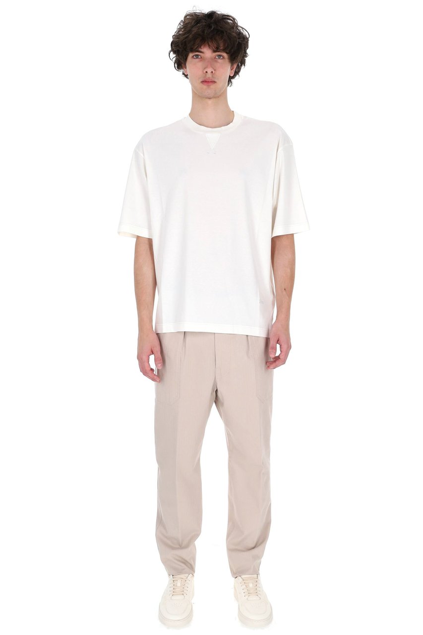 Herno White Knit-Effect Cotton T-Shirt Wit