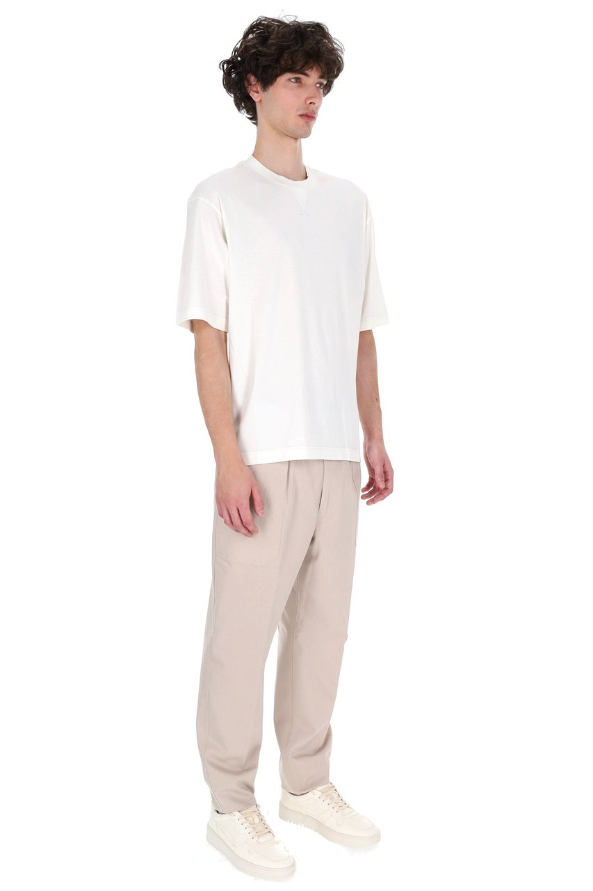 Herno White Knit-Effect Cotton T-Shirt Wit