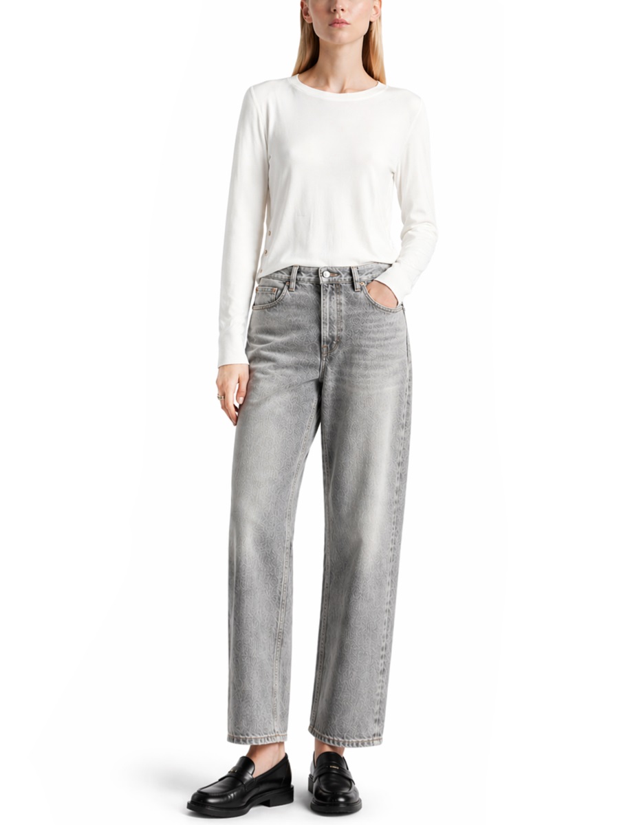 Herno Neutrals Side Buttons Lightweight Long-Sleeve Top Wit