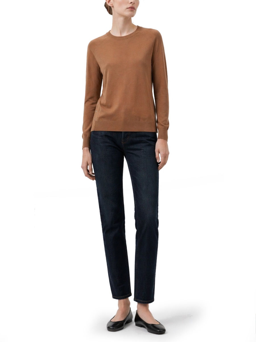 Herno Raglan Sleeves Lyocell-Cotton Ribbed Sweater Bruin