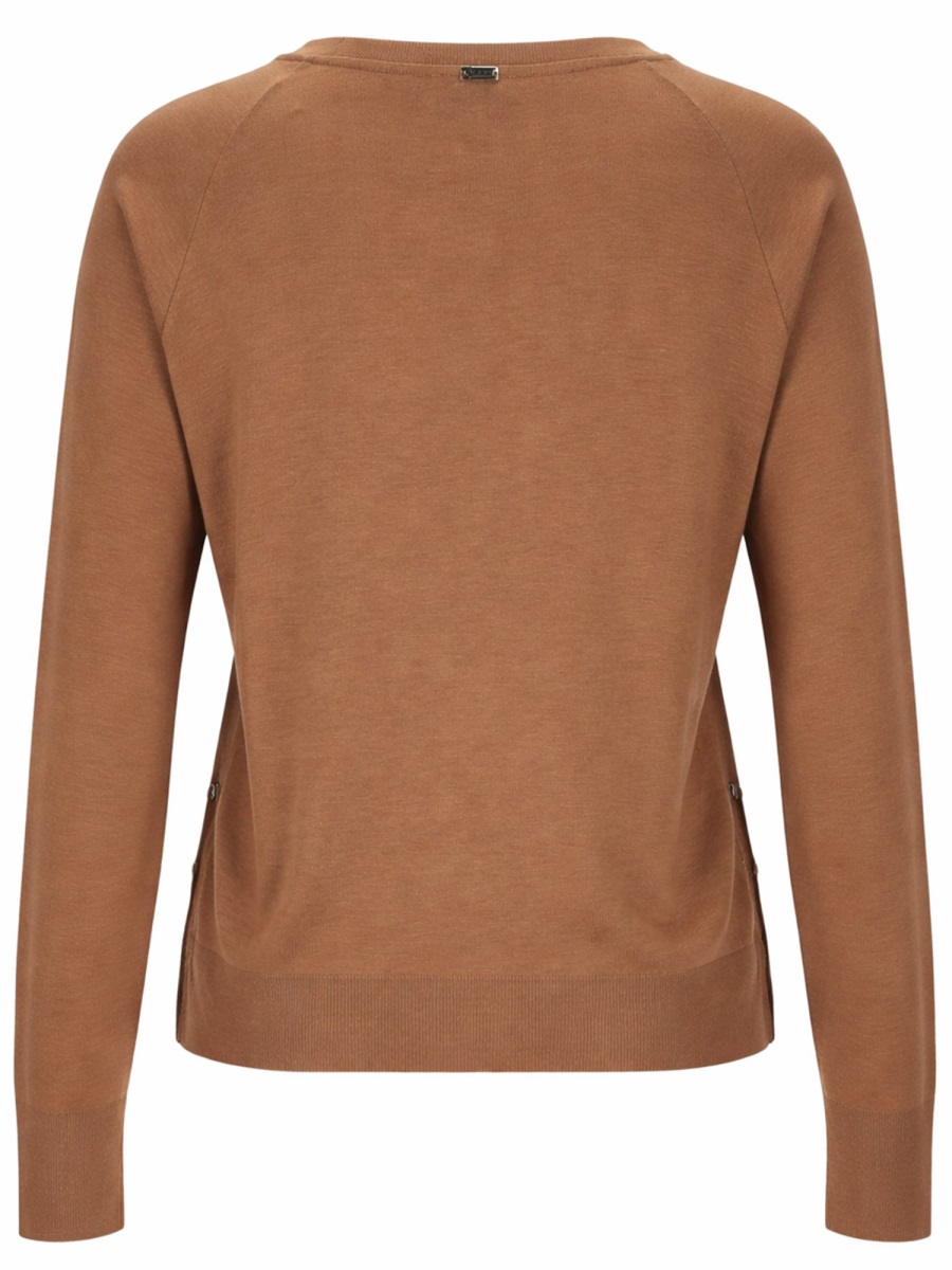 Herno Raglan Sleeves Lyocell-Cotton Ribbed Sweater Bruin