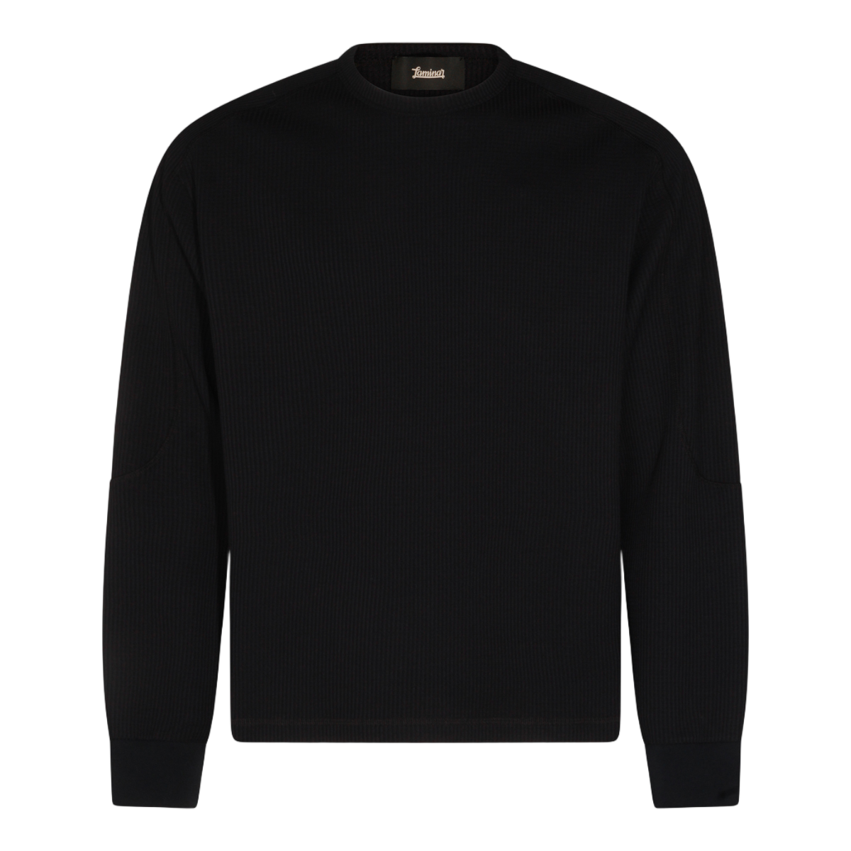 Herno Ribbed Crew Neck Sweater With Relaxed Fit Zwart