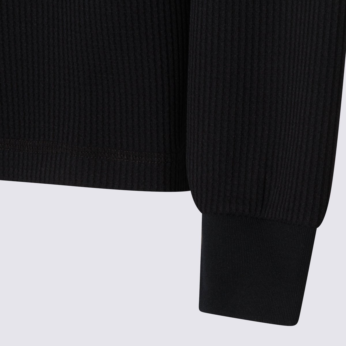 Herno Ribbed Crew Neck Sweater With Relaxed Fit Zwart