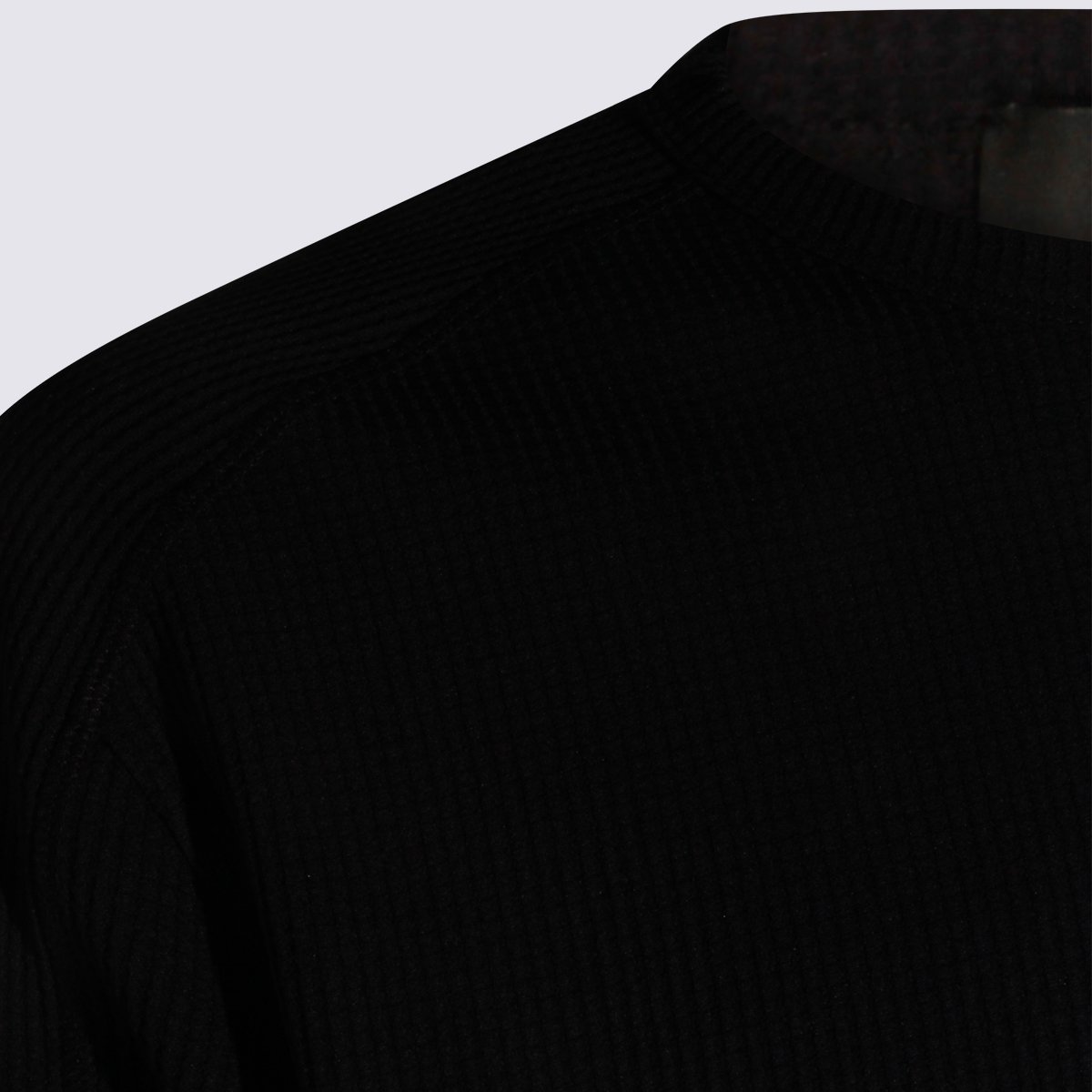 Herno Ribbed Crew Neck Sweater With Relaxed Fit Zwart