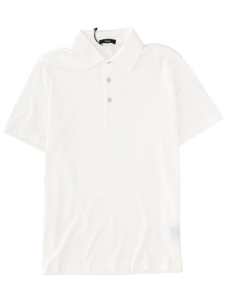 Herno White Short-Sleeve Polo with Traditional Collar and Minimalist Design Wit