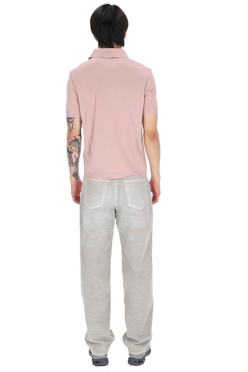 Herno Pink Knit-Effect Cotton Jersey Polo Shirt Roze