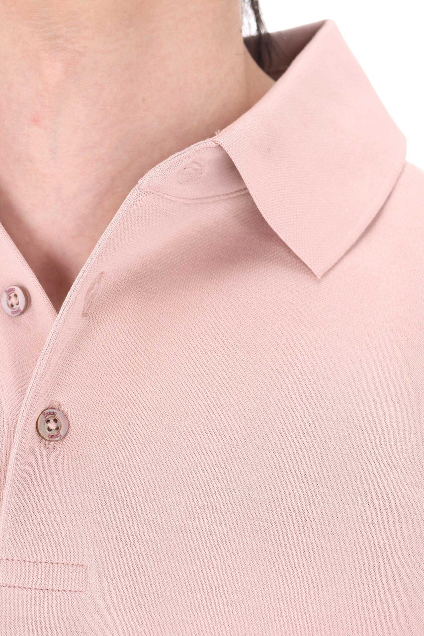 Herno Pink Knit-Effect Cotton Jersey Polo Shirt Roze
