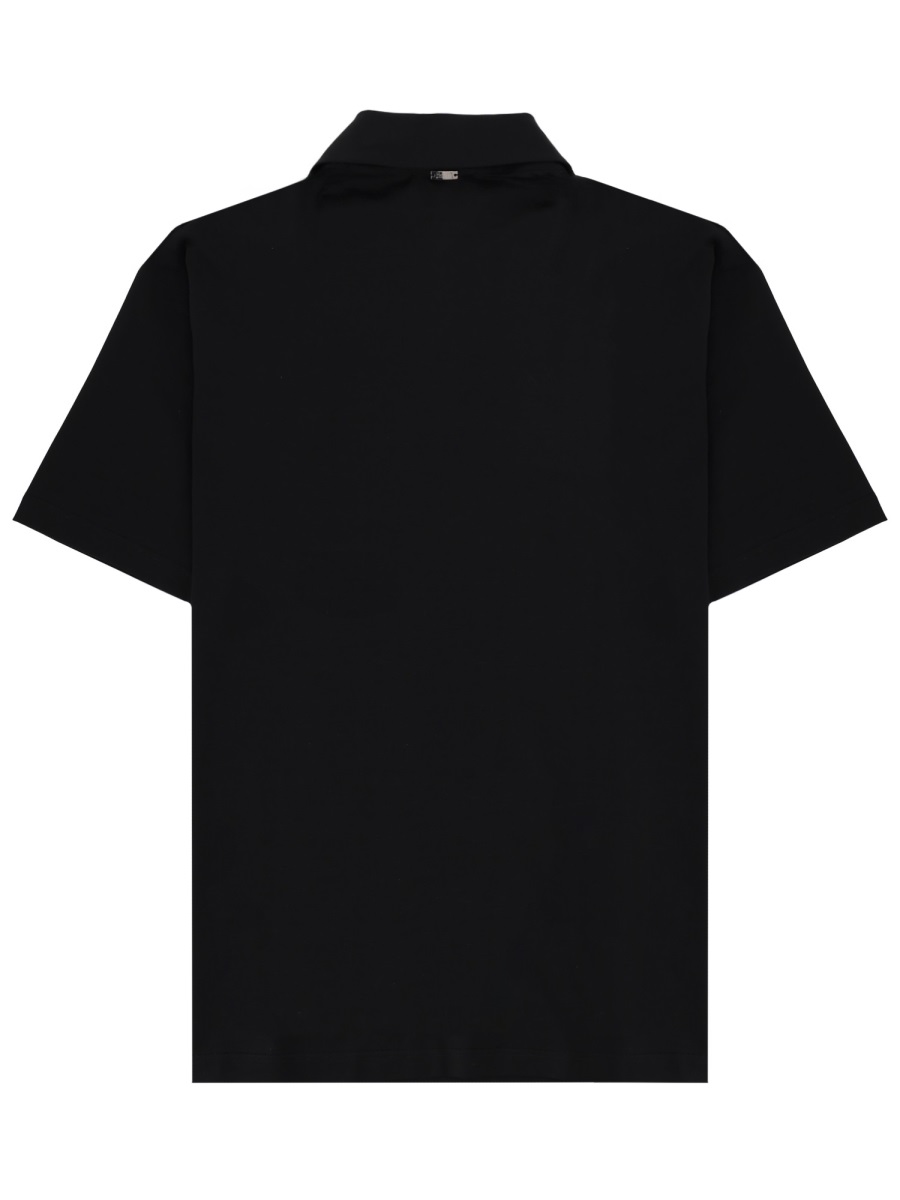 Herno Short-Sleeve Three-Button Polo Shirt Zwart