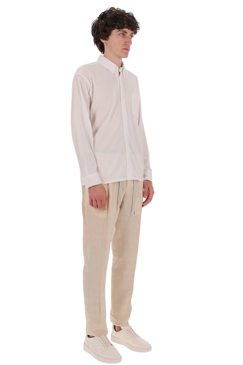 Herno Button-Down Cotton Crepe Shirt Wit