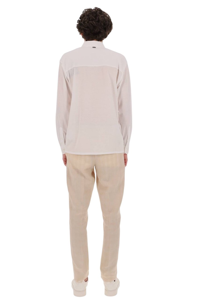 Herno Button-Down Cotton Crepe Shirt Wit