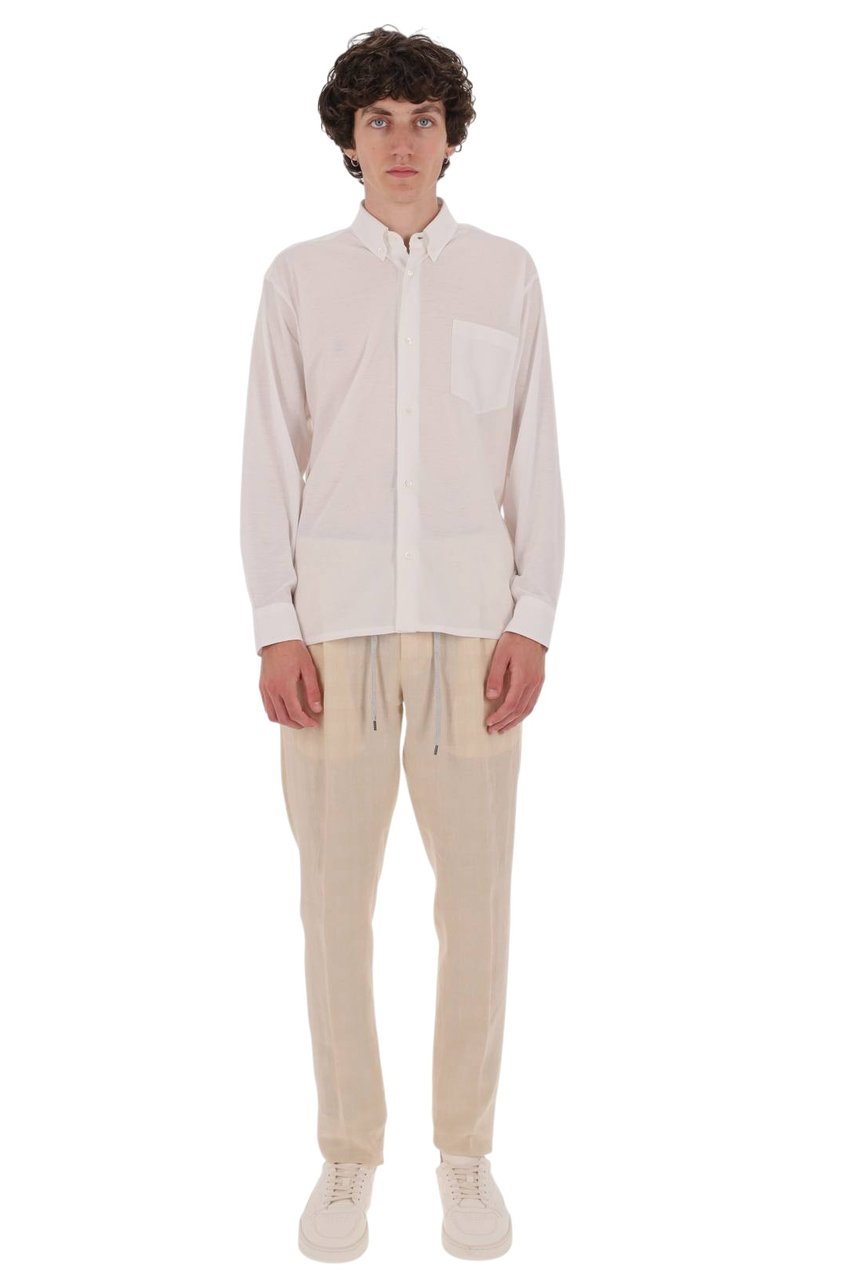 Herno Button-Down Cotton Crepe Shirt Wit