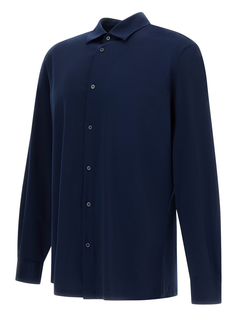 Herno Long-Sleeve Casual Shirt with Classic Collar and Button-Down Front Blauw