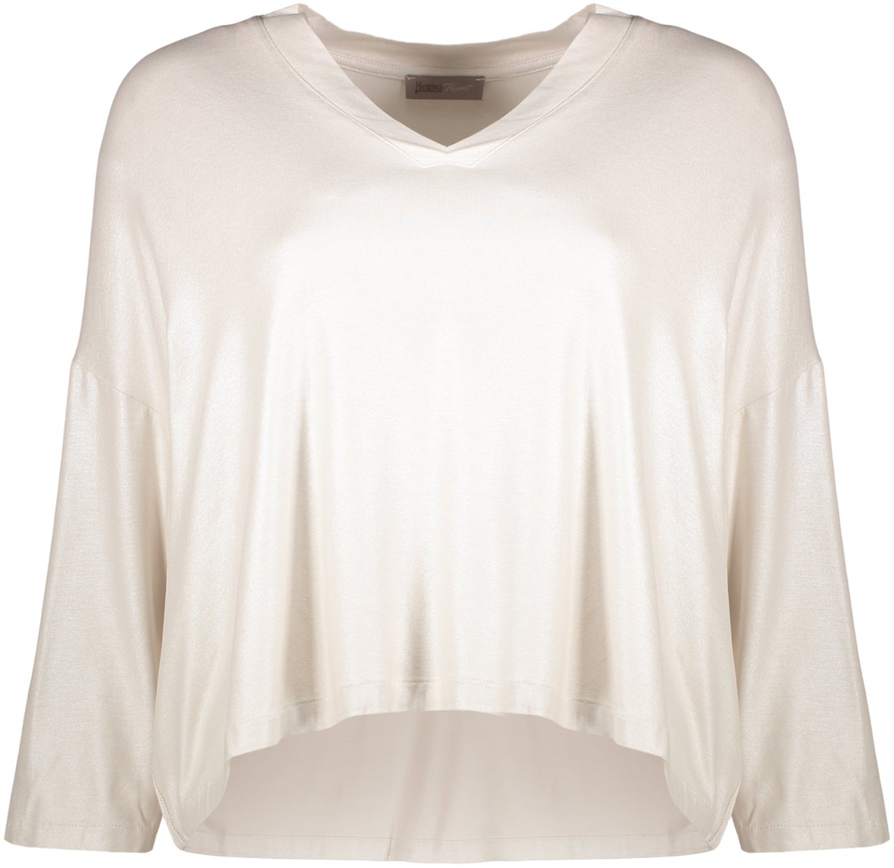 Herno Neutral cropped blouse with long sleeves Neutraal