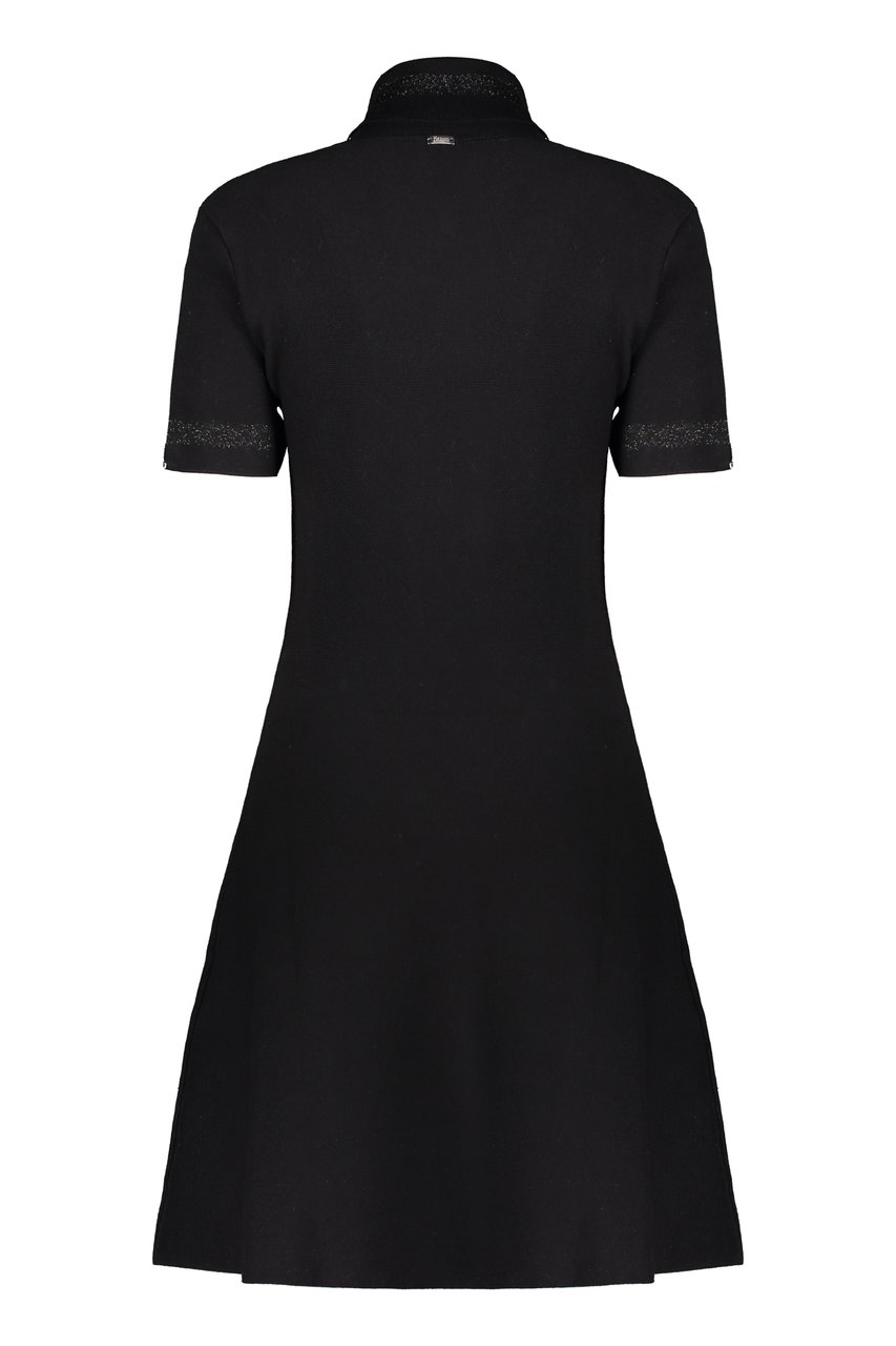 Herno Elegant black dress with high collar Zwart