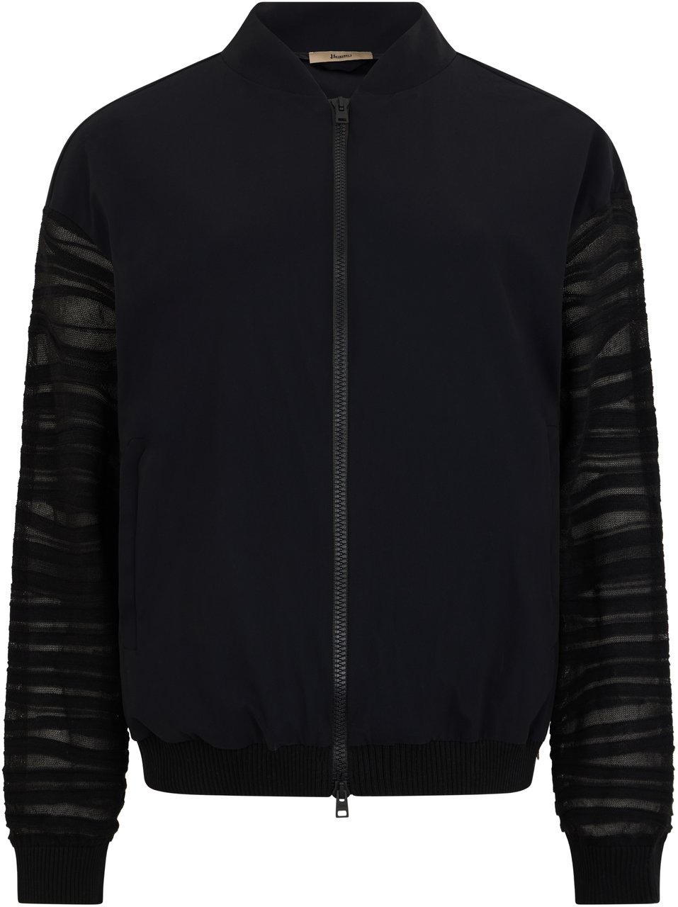 Herno Black bomber with knitted sleeves Zwart